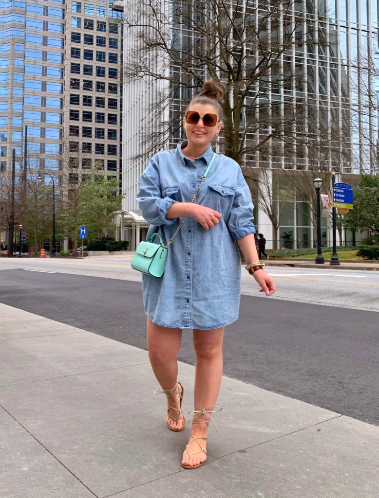 SPRING OUTFIT: OVERSIZED DENIM SHIRT DRESS @julia.marie.b