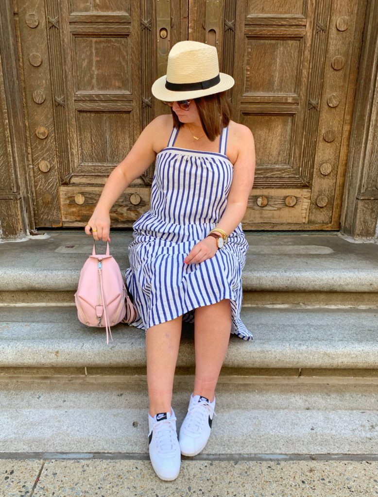 SUMMER CASUAL OUTFIT: HOW TO MAKE A TIERED DRESS STREET STYLE. MORE DETAILS HERE: http://www.juliamarieb.com/2019/06/04/summer-outfit-stripe-tier-dress/   @julia.marie.b