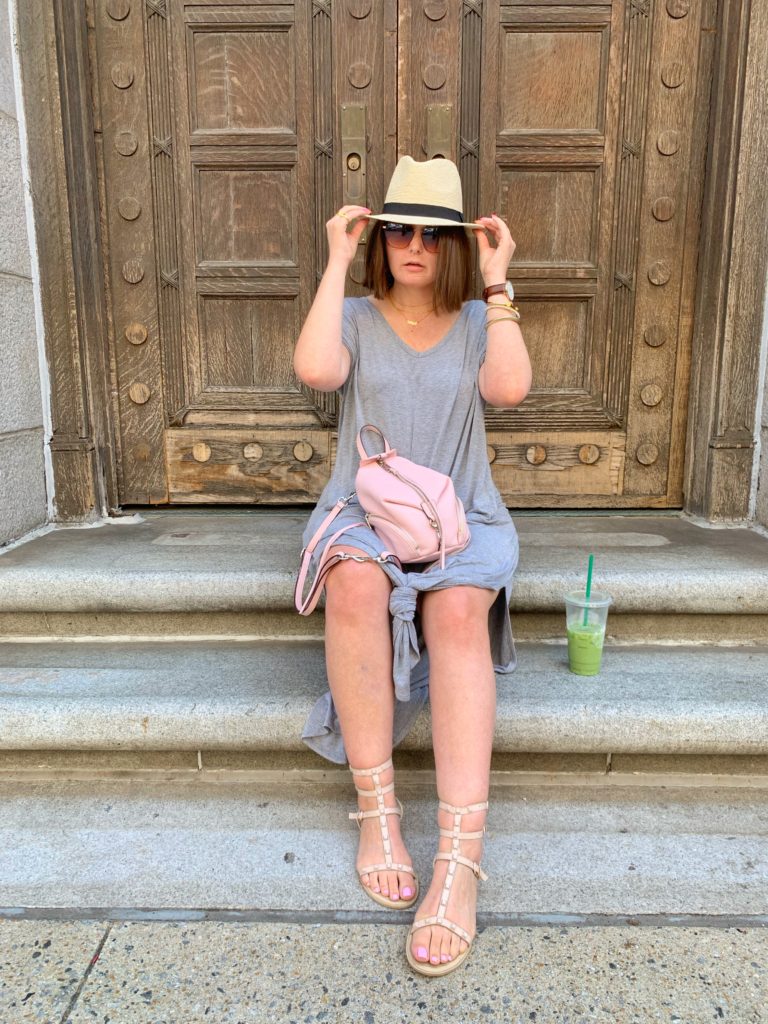 SUMMER OUTFIT: SPLIT MAXI DRESS $25 ON AMAZON FASHION. SHOP IT HERE: http://www.juliamarieb.com/2019/06/18/summer-outfit:-gray-dress-+-straw-hat/ @julia.marie.b