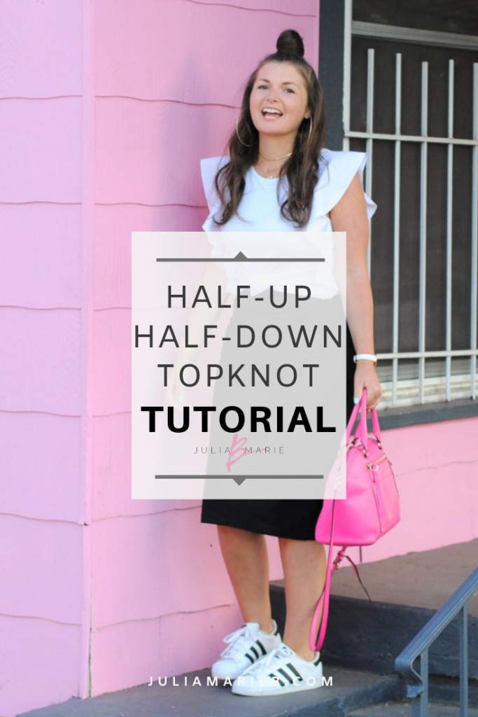 HOW TO: HALF-UP, HALF-DOWN TOPKNOT TUTORIAL LEARN HERE: http://www.juliamarieb.com/2019/08/09/how-to:-half-up,-half-down-topknot/ @julia.marie.b