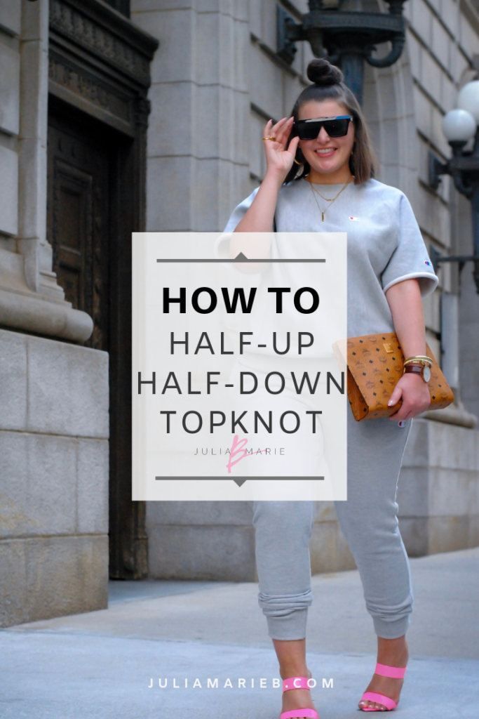 HOW TO: HALF-UP, HALF-DOWN TOPKNOT TUTORIAL LEARN HERE: http://www.juliamarieb.com/2019/08/09/how-to:-half-up,-half-down-topknot/ @julia.marie.b