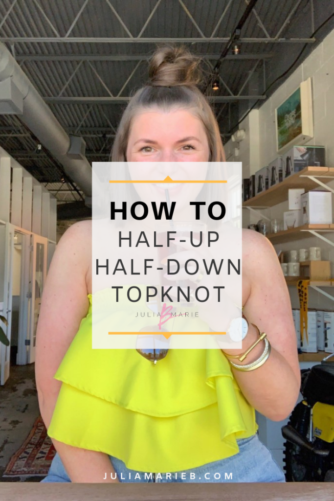 HOW TO: HALF-UP, HALF-DOWN TOPKNOT TUTORIAL LEARN HERE: http://www.juliamarieb.com/2019/08/09/how-to:-half-up,-half-down-topknot/  @julia.marie.b