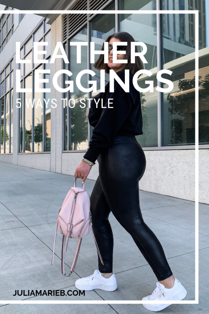 FALL STREET STYLE OUTFIT: 5 WAYS TO WEAR SPANX LEATHER LEGGINGS. SEE ALL 5 HERE: http://www.juliamarieb.com/2019/09/05/5-ways-to-style-spanx-leather-leggings-|-the-rule-of-5/ @julia.marie.b