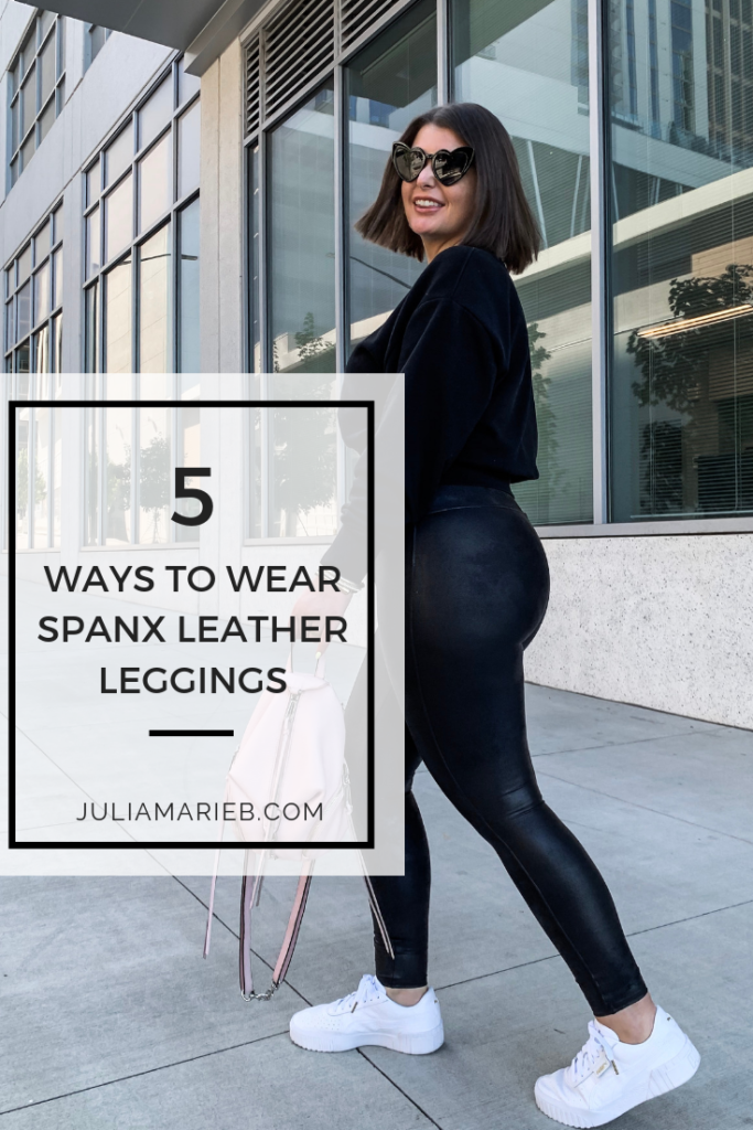 FALL STREET STYLE OUTFIT: 5 WAYS TO WEAR SPANX LEATHER LEGGINGS. SEE ALL 5 HERE: http://www.juliamarieb.com/2019/09/05/5-ways-to-style-spanx-leather-leggings-|-the-rule-of-5/ @julia.marie.b