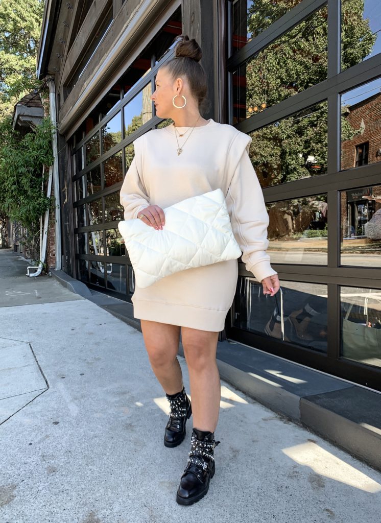 FALL DRESS OUTFIT: BALMAIN INSPIRED DRESS FOR $50: http://www.juliamarieb.com/2019/11/12/balmain-inspired-sweatshirt-dress-(-under-$50-)/ @julia.marie.b