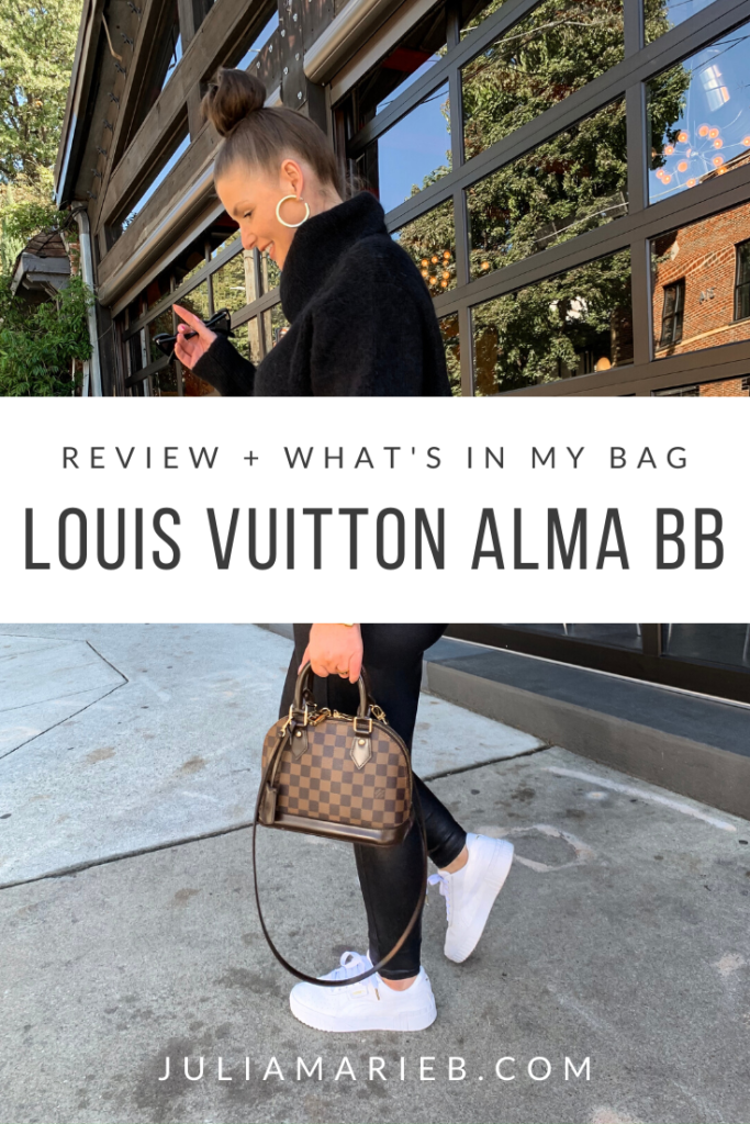 LOUIS VUITTON ALMA BB REVIEW AND WHAT'S IN MY BAG: http://www.juliamarieb.com/2019/11/13/louis-vuitton-alma-bb-review-+-what’s-in-my-bag/ @julia.marie.b