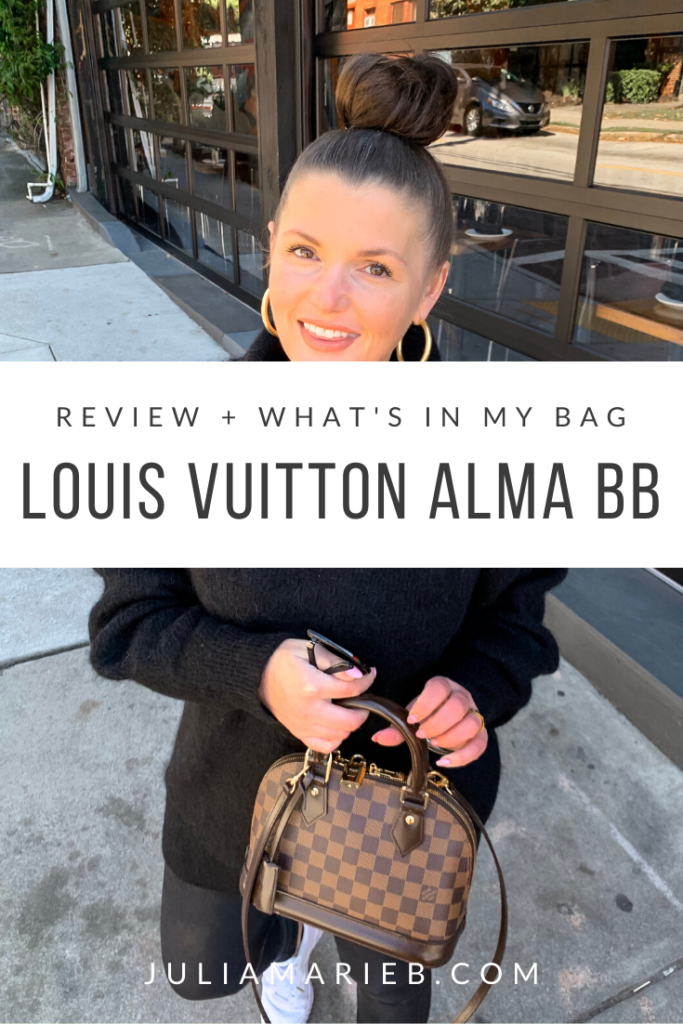 LOUIS VUITTON ALMA BB REVIEW AND WHAT'S IN MY BAG: http://www.juliamarieb.com/2019/11/13/louis-vuitton-alma-bb-review-+-what’s-in-my-bag/ @julia.marie.b