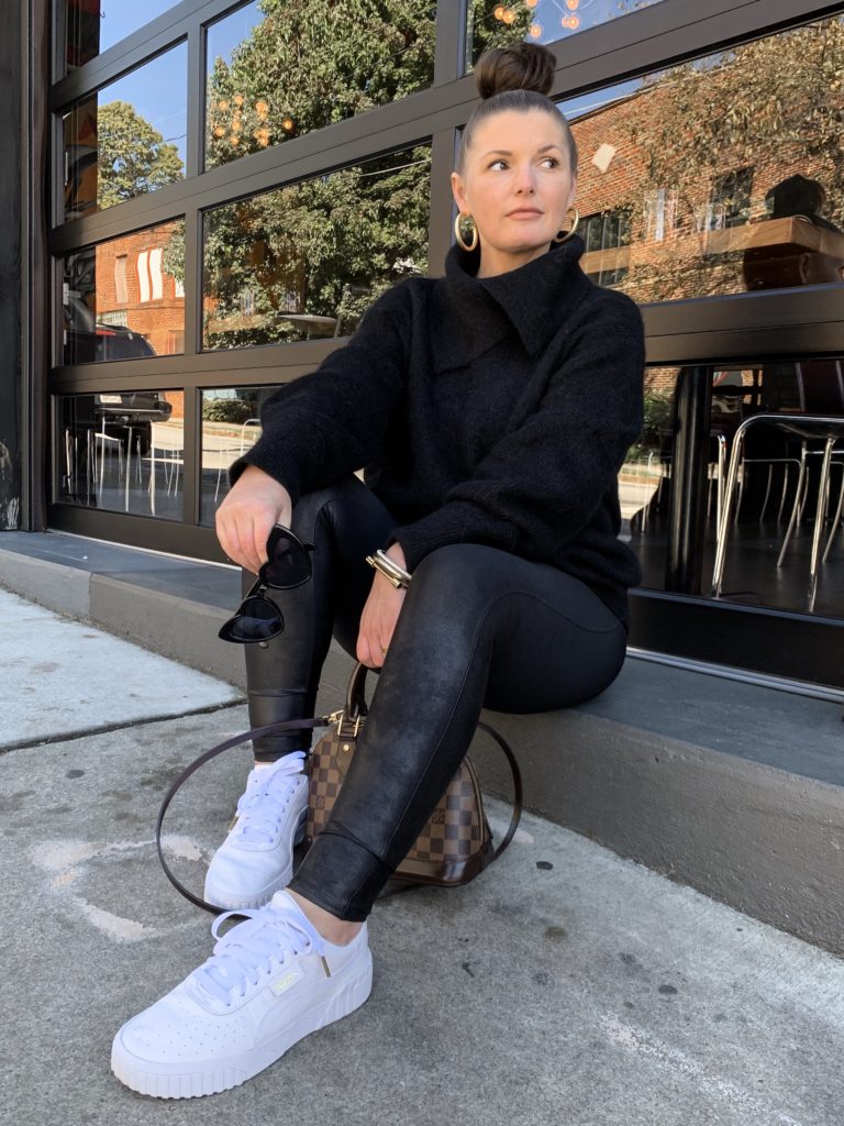 Winter Uniform Outfit: Black Wool Sweater & Spanx Leather Leggings: http://www.juliamarieb.com/2019/12/03/winter-outfit-uniform:-wool-sweater-&-leather-leggings/ @julia.marie.b