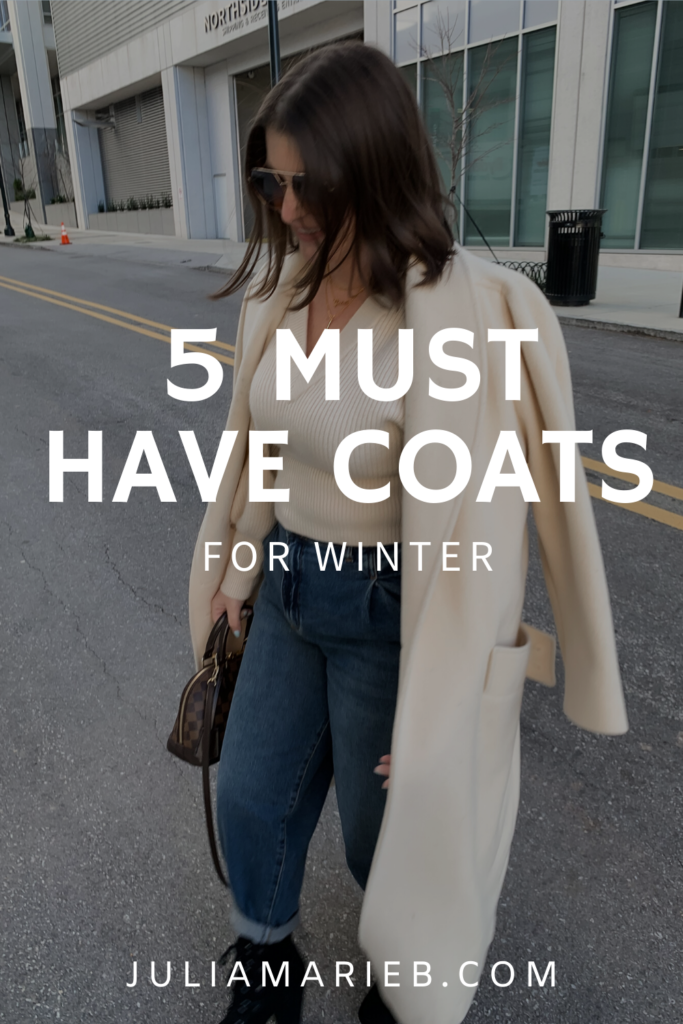 5 MUST HAVE COATS FOR WINTER | ALL FIVE HERE: http://www.juliamarieb.com/2020/01/05/5-must-have-coats-for-winter/ | @julia.marie.b