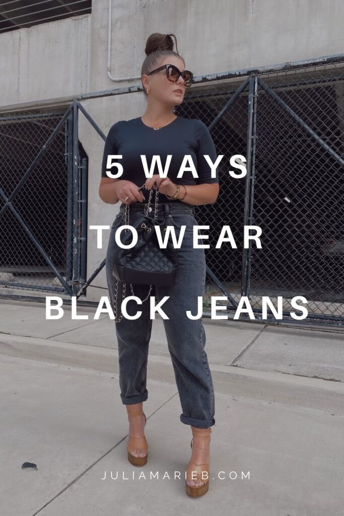 5 BLACK JEANS OUTFIT IDEAS: http://www.juliamarieb.com/2020/08/23/5-ways-to-wear-black-jeans-for-summer-|-the-rule-of-5/ | @julia.marie.b