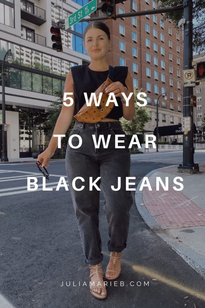 5 BLACK JEANS OUTFIT IDEAS: http://www.juliamarieb.com/2020/08/23/5-ways-to-wear-black-jeans-for-summer-|-the-rule-of-5/ | @julia.marie.b