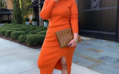 FALL OUTFIT: RED RIBBED BODY CON MIDI DRESS